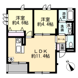 アパート　2LDK　間取り　賃貸